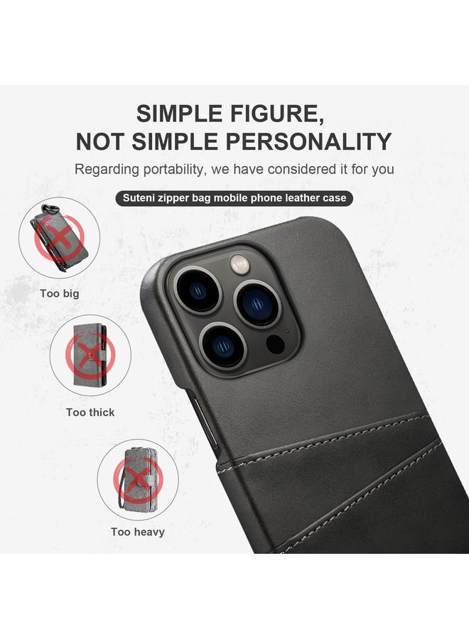 Suteni Case For iPhone 14 Pro Calf Texture Card Slots Phone Case - Image 5
