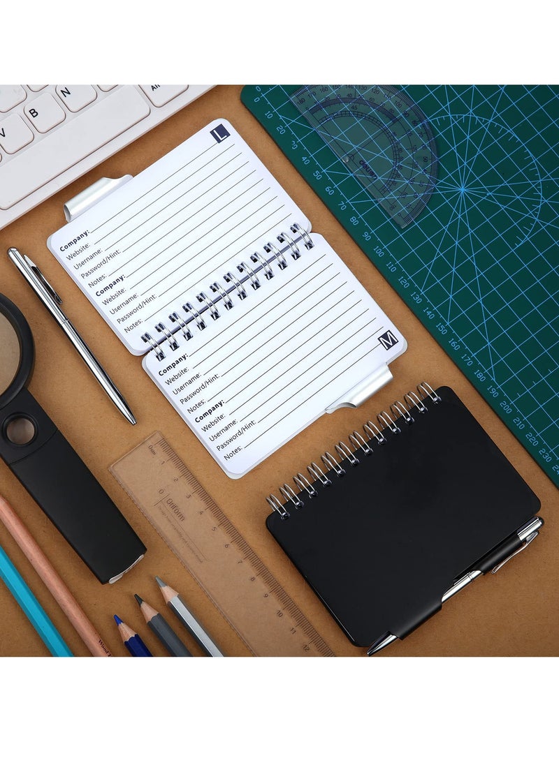 Portable Password Book Password Organizer, Notebook Elegant Pattern Password Book Keeper with Pen (Black + Sliver)
