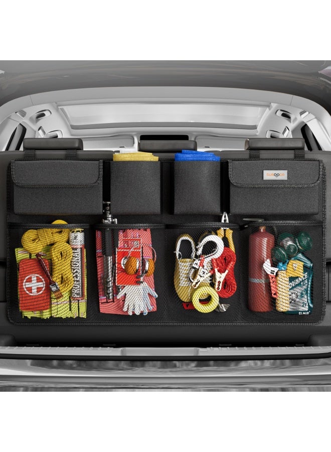SURDOCA Car Trunk Organizer 3Rd Gen 7 Times Upgrade Super Capacity Car Organizer Suv Equipped With Robust Elastic Net Hanging Car Storage Organizer With Lids Space Saving Expert - Image 1