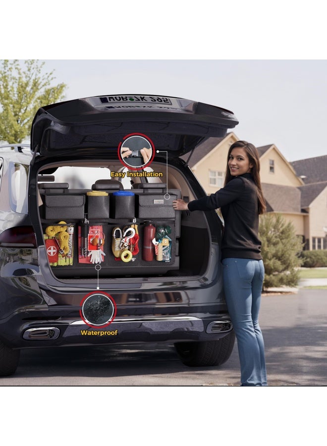 SURDOCA Car Trunk Organizer 3Rd Gen 7 Times Upgrade Super Capacity Car Organizer Suv Equipped With Robust Elastic Net Hanging Car Storage Organizer With Lids Space Saving Expert - Image 5