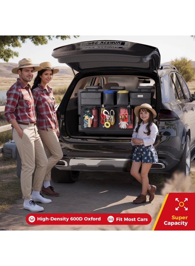 SURDOCA Car Trunk Organizer 3Rd Gen 7 Times Upgrade Super Capacity Car Organizer Suv Equipped With Robust Elastic Net Hanging Car Storage Organizer With Lids Space Saving Expert - Image 2