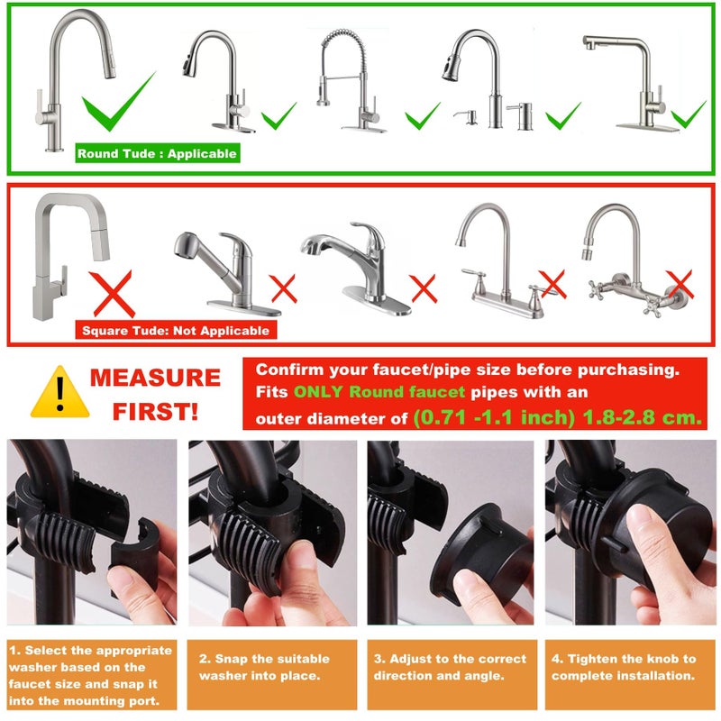 GCFTIFF Sink Organizer Rack for Kitchen and Bathroom, 2025 New Stainless Steel Detachable Hanging Faucet Drain Rack with Drip Tray Faucet Sponge Holder for Bathroom (Black, Right) - Image 4