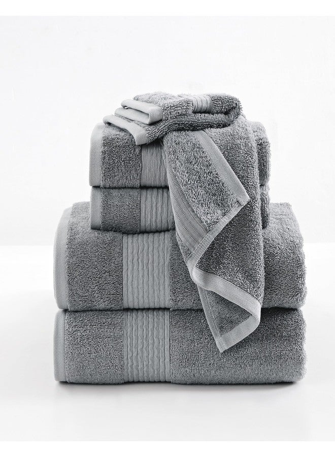 Brooklyn Loom Cotton Tencel™ Grey Cotton 6-Piece 6 Piece Set Towel, Solid Themed, for Men and Women, Oeko-TEX Certified Confidence - Image 2