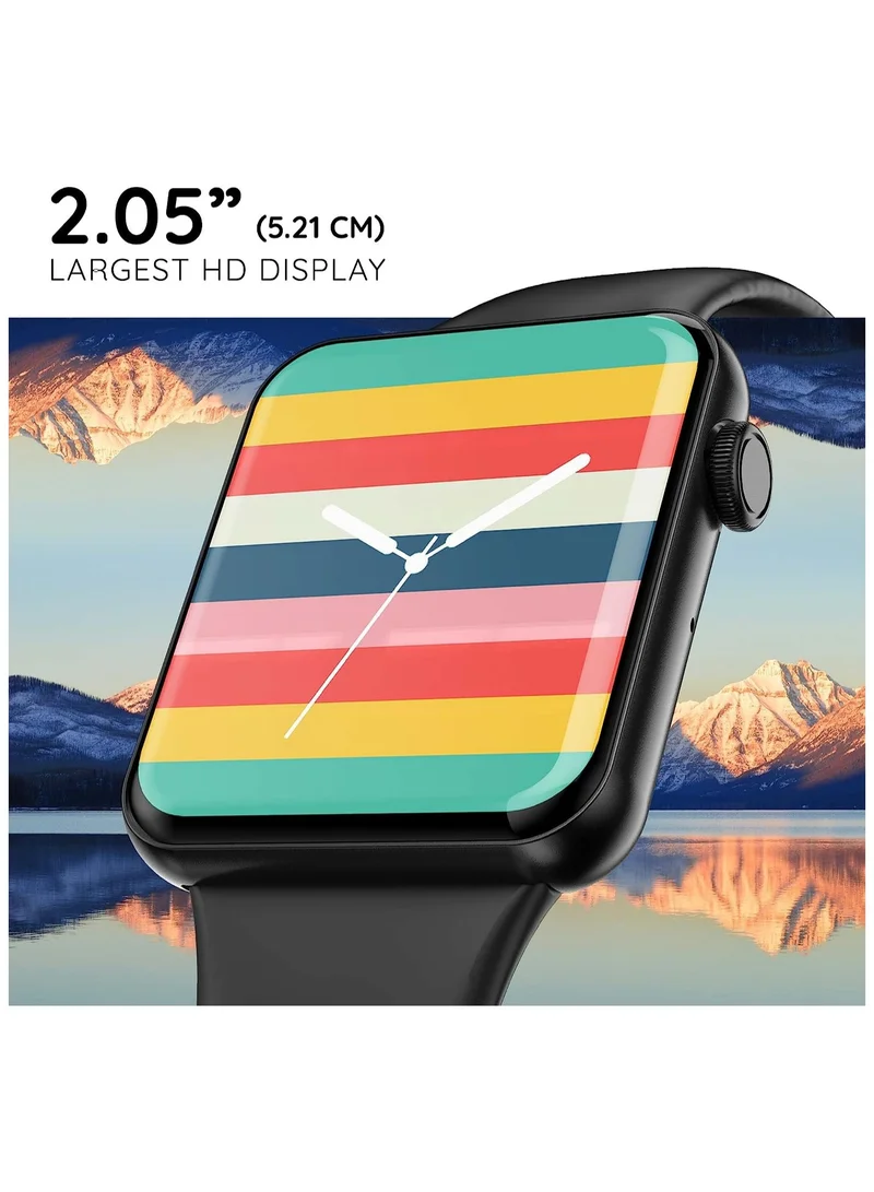 بيبل Pebble Vision 2.05 Largest HD Display 600 Nits Brightnes, Bluetooth Calling, Voice Assistance, HR & BP Monitor, Alarm & Notification Smartwatch