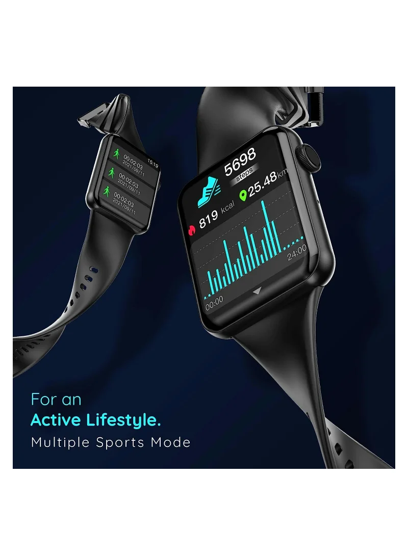 بيبل Pebble Vision 2.05 Largest HD Display 600 Nits Brightnes, Bluetooth Calling, Voice Assistance, HR & BP Monitor, Alarm & Notification Smartwatch