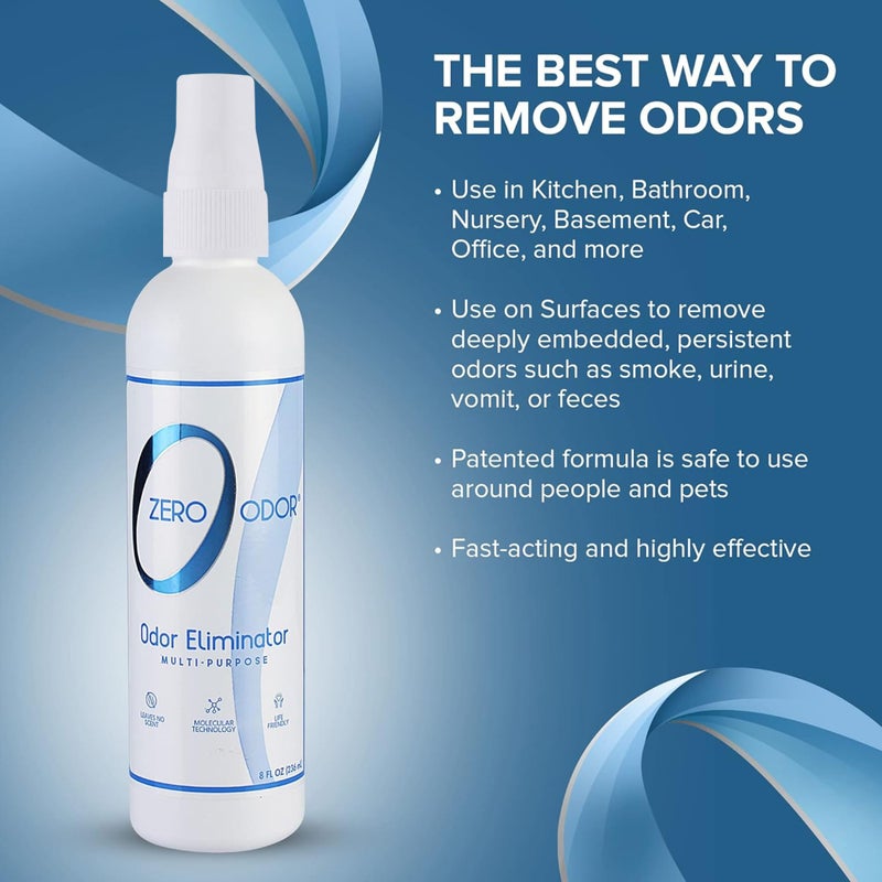 Zero Odor Multi-Purpose Odor Eliminator - Eliminate Air & Surface Odor - Patented Technology Best for Bathroom, Kitchen, Fabric, Closet- Smell Great Again, 8oz (Over 1000 Sprays) - Image 4