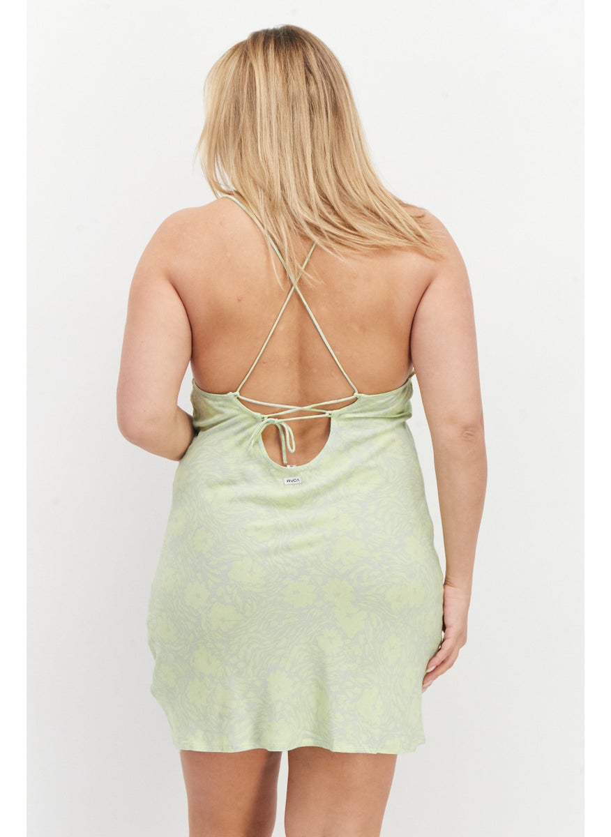 rvca Women Allover Printed Mini Dress, Mint Green  - Image 4