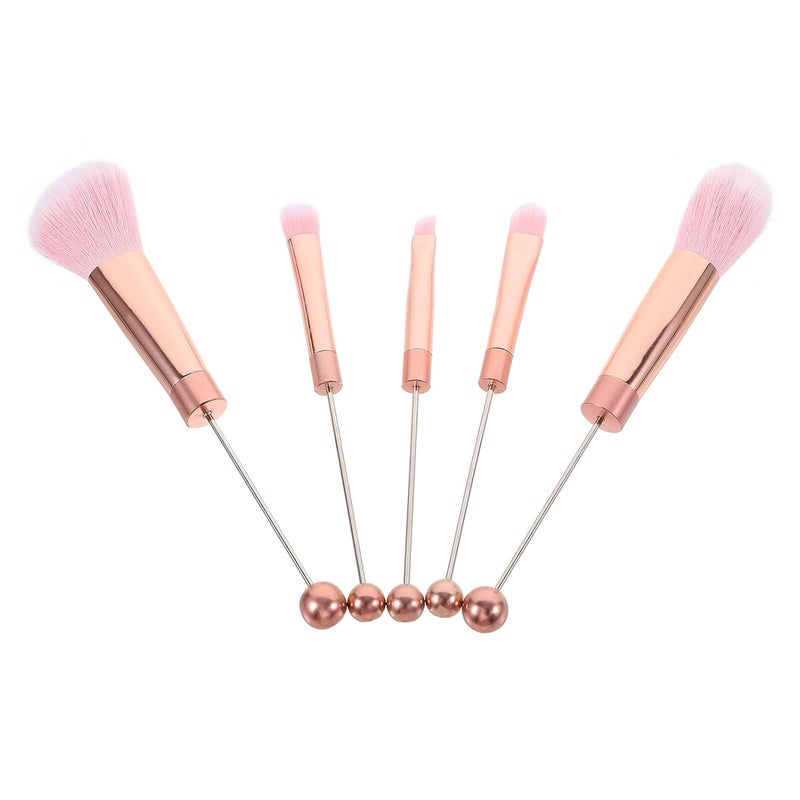5pcs Rose Gold Handle Makeup Brush Set for Women Face Makeup Blush and Eye Shadow Brushes for Travel and Daily Use - Image 1