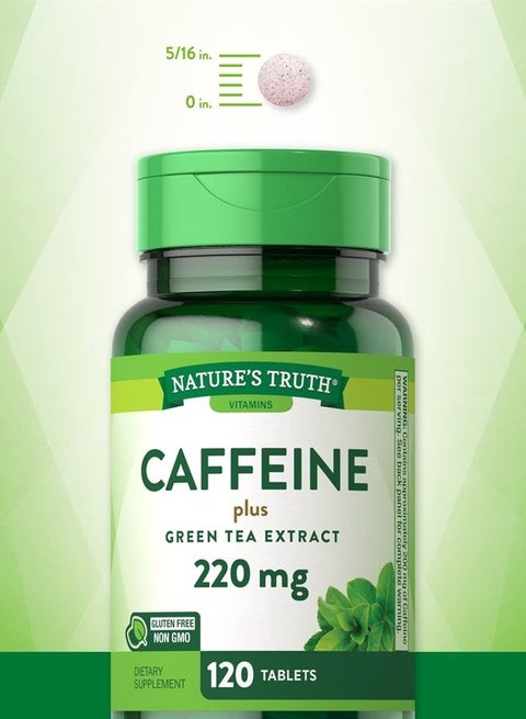 Caffeine Pills | 220mg | 120 Count | with Green Tea Extract | Vegetarian, Non-GMO & Gluten Free Supplement | by Nature's Truth