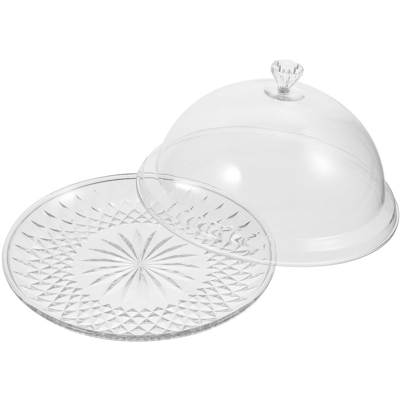 2pcs Cake Tray with Lid Clear Cake Stand with Dome Snack Serving Tray for Wedding Party - Image 1