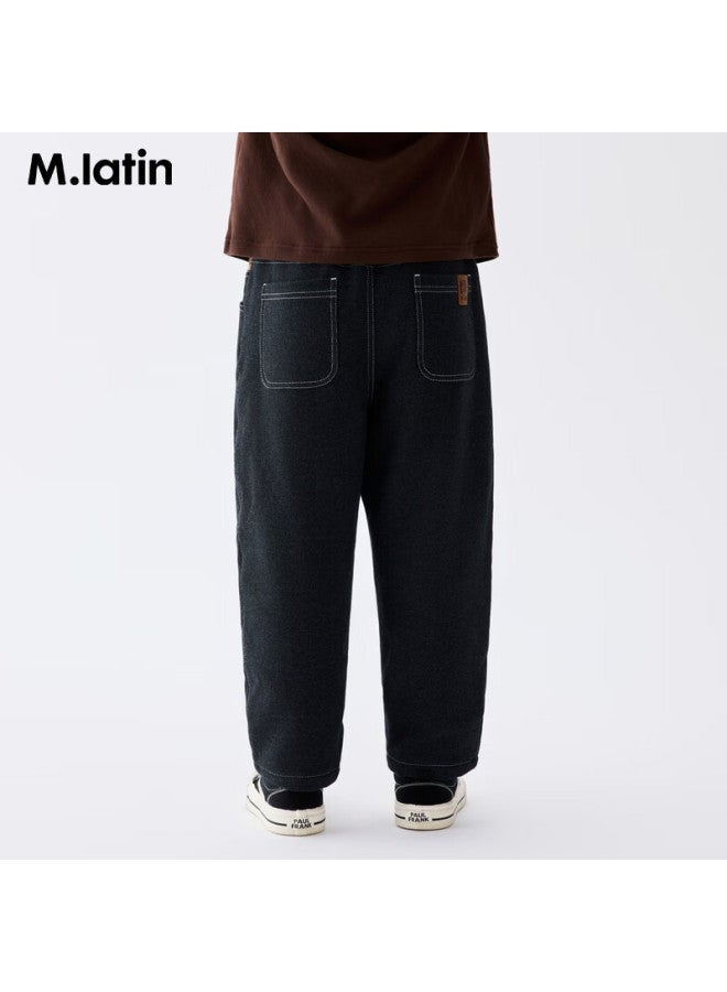 M.latin Children's Pants 25 Winter New Boys Big Kids Patchwork Design Fun Embroidered Denim Trousers - Image 1