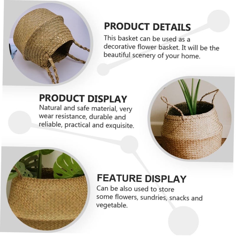 Foldable Natural Fiber Woven Flowerpot Basket For Indoor Outdoor Home Decor - Image 5