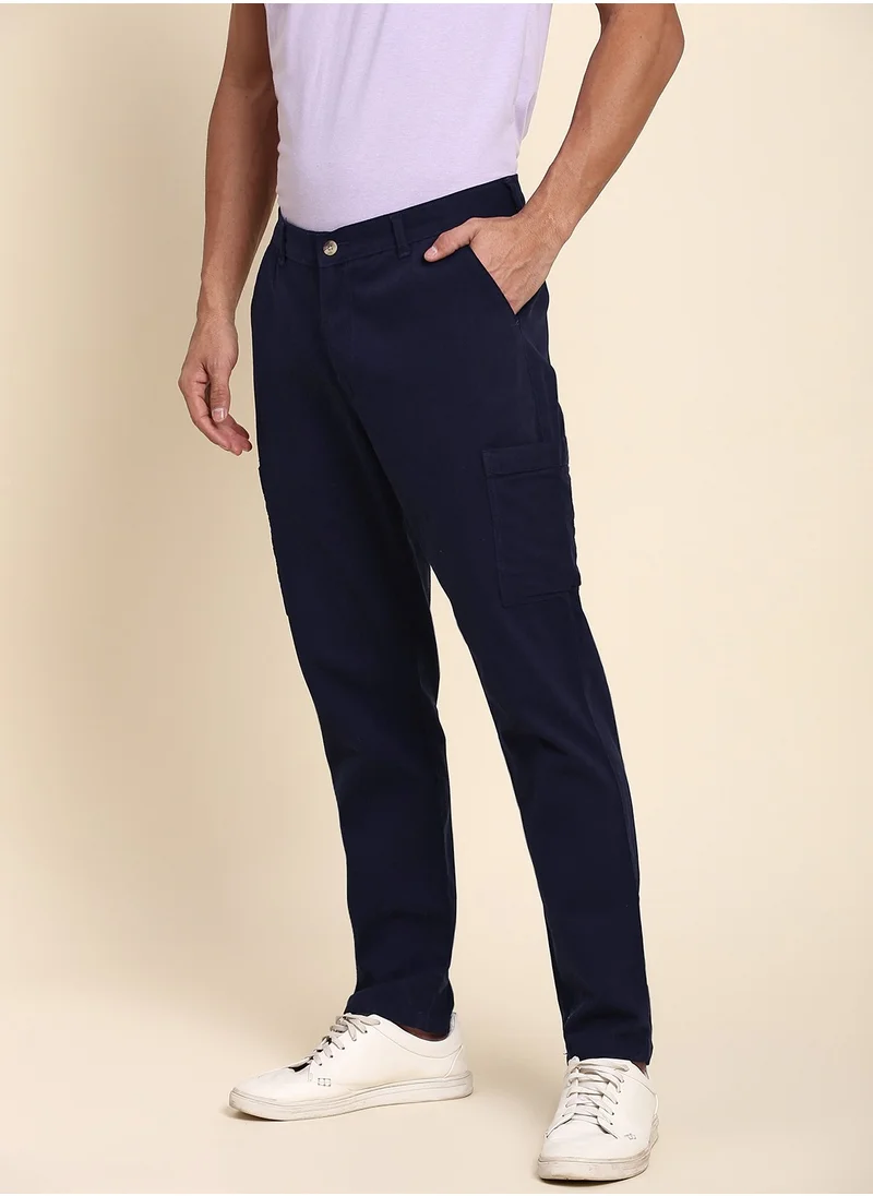 دينيس لينغو Navy Chinos for Men - Regular Fit, Cotton Lycra