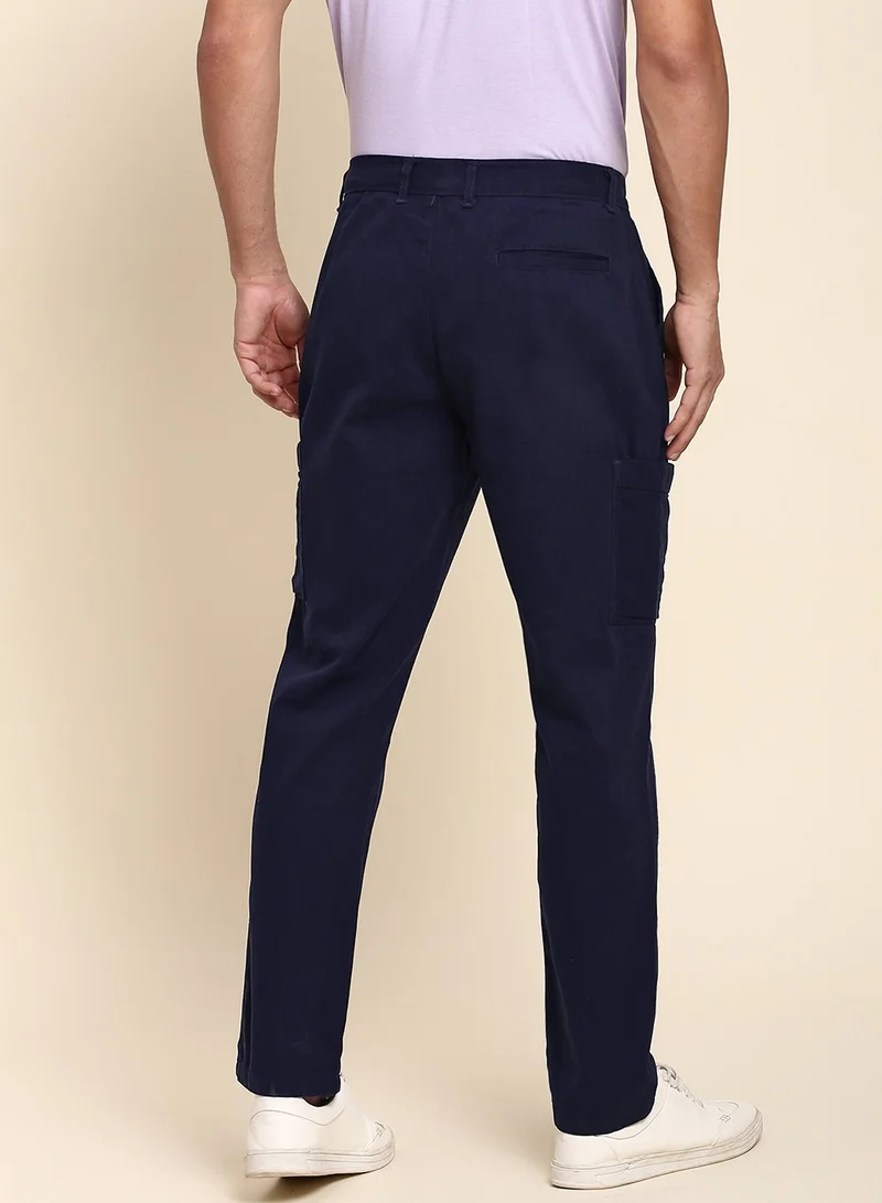Dennis Lingo Navy Chinos for Men - Regular Fit, Cotton Lycra