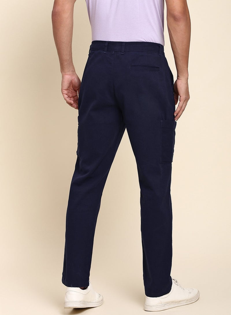 Dennis Lingo Navy Chinos for Men - Regular Fit, Cotton Lycra  - Image 3