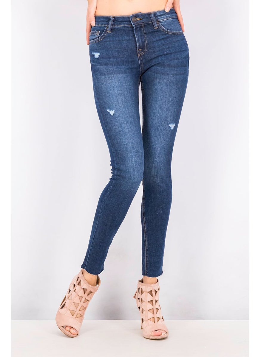 Bershka Women Skinny Fit Wash Stretchable Denim, Blue Wash  - Image 1