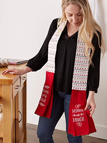 DII Christmas Kitchen Dcor Holiday Cooking Baking Accessories Machine Washable Cotton Towel Scarf 4x70 Dashing Through The Dough - Image 3