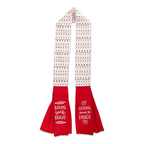 DII Christmas Kitchen Dcor Holiday Cooking Baking Accessories Machine Washable Cotton Towel Scarf 4x70 Dashing Through The Dough - Image 1