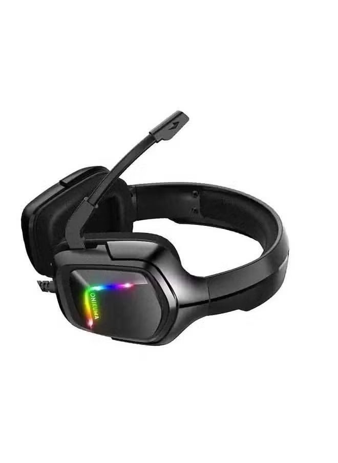 onikuma - Over-Ear LED Wired K20 Gaming Headphones with Mic for PS4/PS5/Xbox One/X Series/Switch/PC – Premium Sound Quality, Noise-Canceling, Comfortable Design, Customizable RGB Lights for Immersive Gaming Experience - Image 1