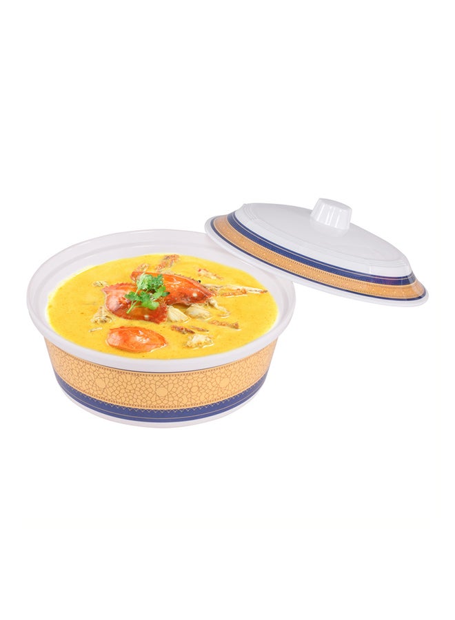 Royalford Revolving Serving Tray 10" Side Serving Bowls With Lid x6 10" Round Center Bowl With Lid x1 22.5" Round Tray 1 pc 360 Drgee Roating Base Blue/White/Beige 35cm - Image 2