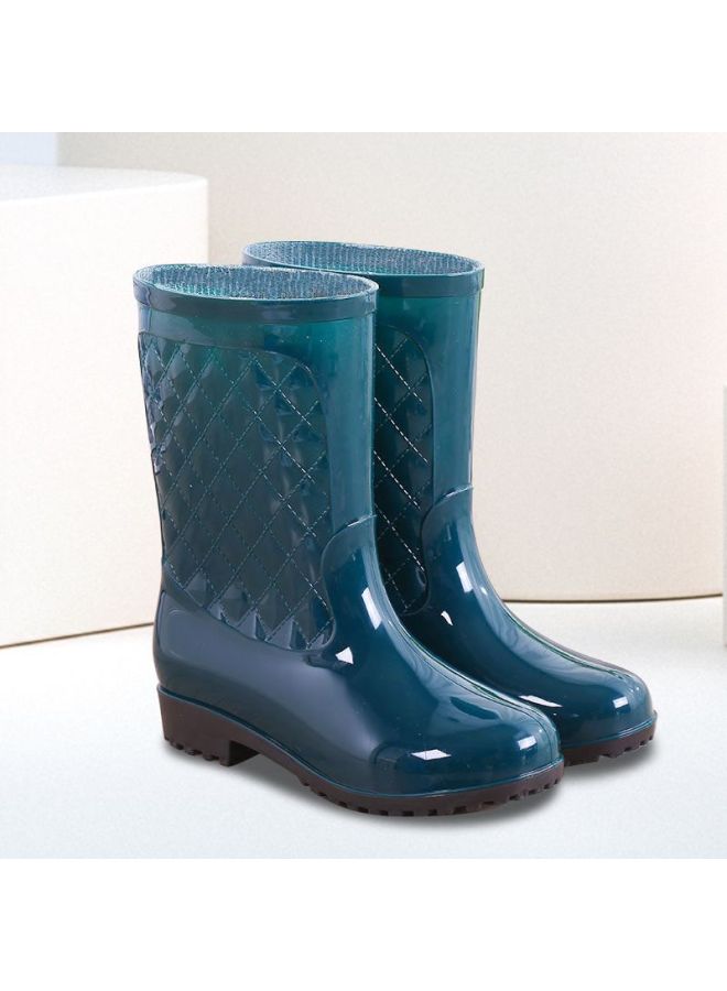 Rain Boots Women's Mid-calf Four Seasons Work Rain Boots Cotton Warm Kitchen Thick Bottom Wear-resistant Water Boots Non-slip Water Shoes Women