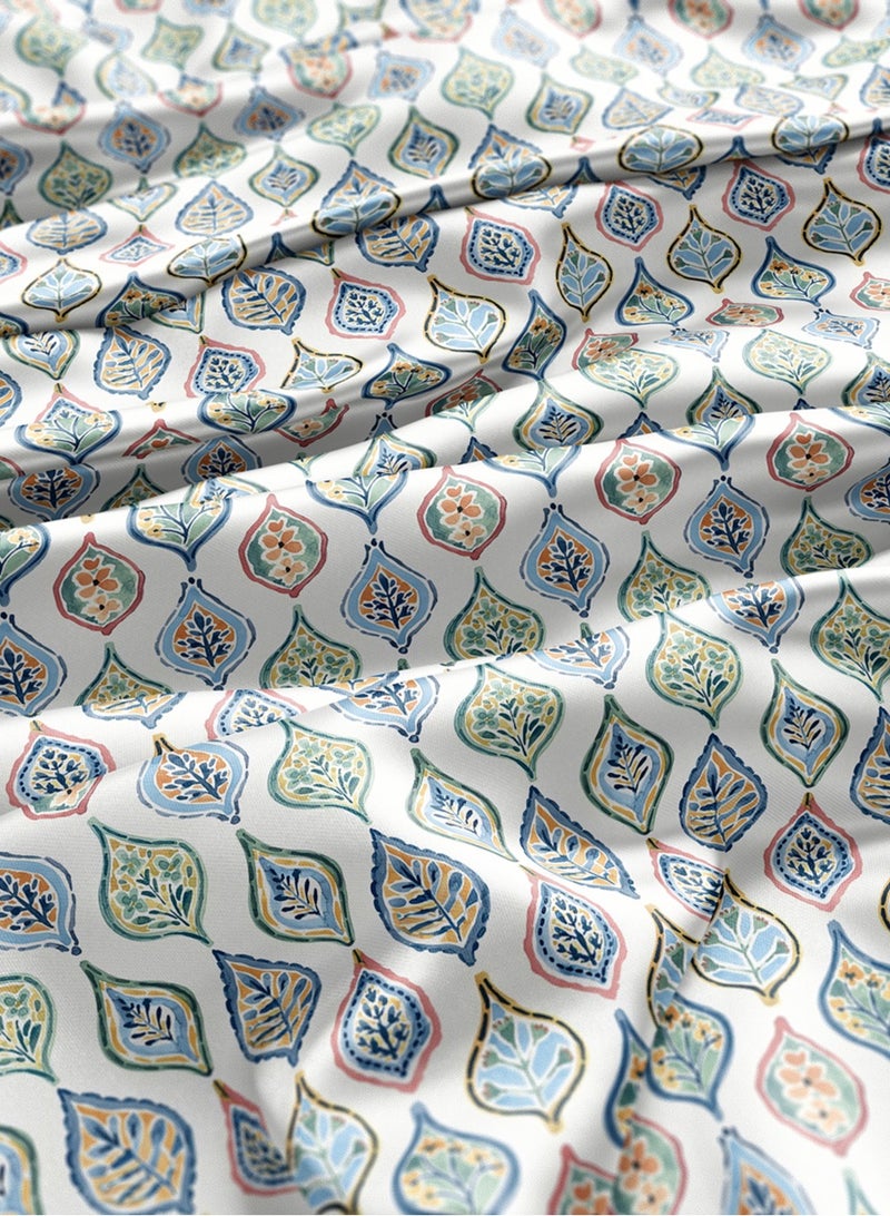 Vellato Al Lail Aramny Silk Fabric By The Yard Blue Pink Leaf Pattern Jalabiya Makhweer Dressmaking 58 Inches Width - Image 3