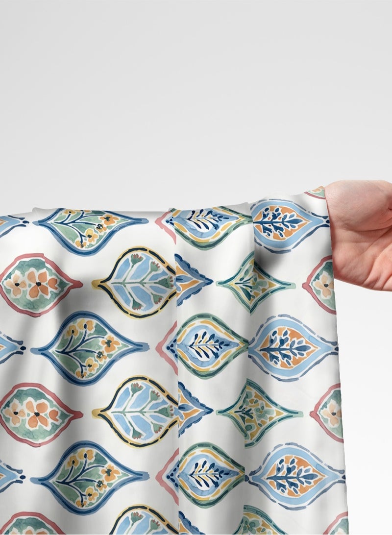 Vellato Al Lail Aramny Silk Fabric By The Yard Blue Pink Leaf Pattern Jalabiya Makhweer Dressmaking 58 Inches Width - Image 1