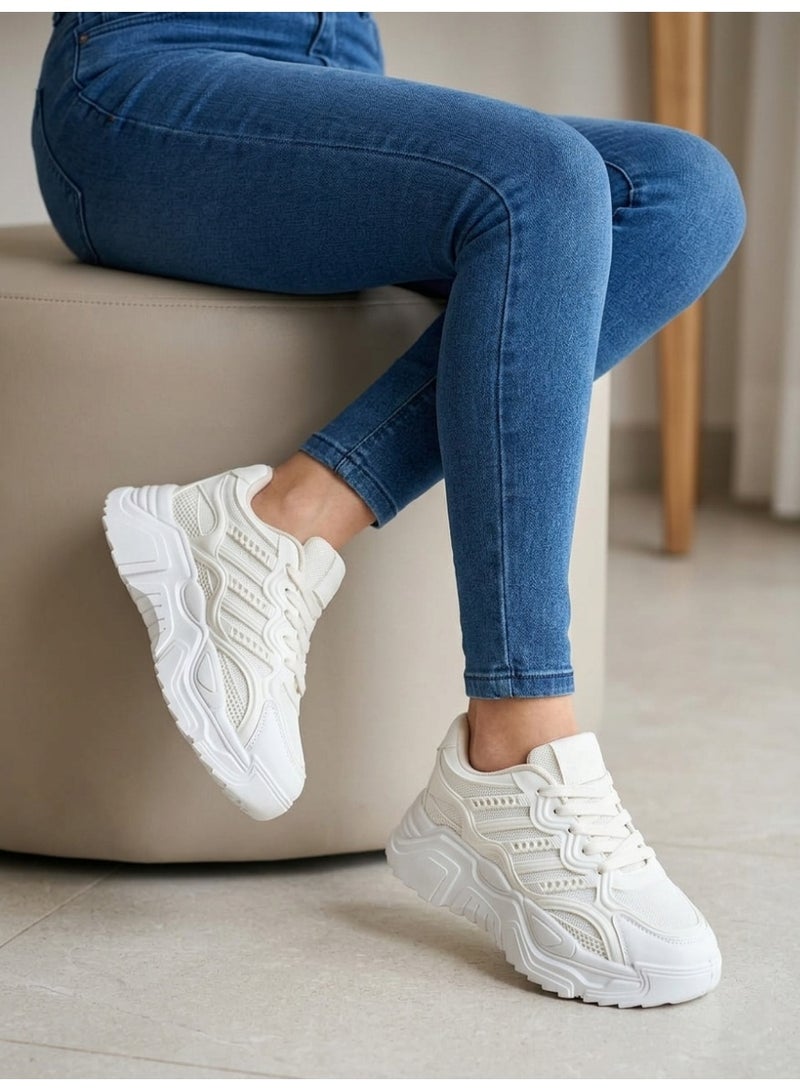 فيبراندا كوتشي نسائي أنيق بتصميم عصري يمنحك مظهرًا شبابيًا L-4-ابيض - Image 1