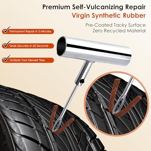 Wykodra Tire Plugs, Vulcanizing Tire Patches Fix a Flat Tire, Standard Heavy Duty Tire Plug, Repair Tubeless Off-Road Tires for Car, RV, SUV, Truck, Motorcycle, Tractor, Mower, Wheelbarrow [Multi-Size: 25Pcs] - Image 3