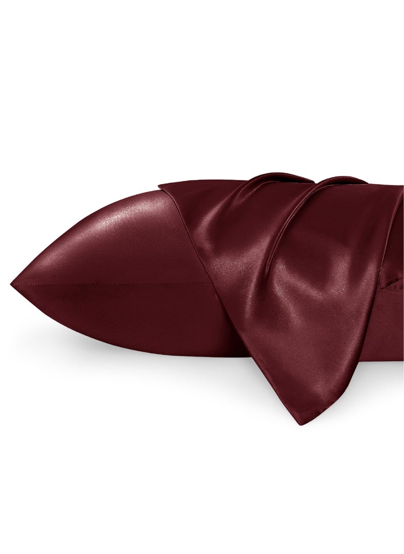 Bedsure Bedsure Satin Pillowcases Similar to Silk Pillow Cases Queen Size Set of 2 Burgundy Pillow Case for Sleeping Women with Envelope Closure Gifts for Women Men 20x30 Inches 