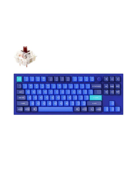 Q3-O3 QMK Custom Hot-Swappable Gateron G-PRO Brown Switch Mechanical Keyboard Full Assembled Navy Blue RGB with Knob