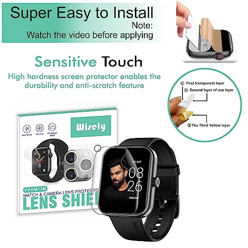 Wisely |3pcs| Screen Guard Protector For Noise Colorfit Pulse Pulse 2 Max Smartwatch |1.85"| Bubble Free, Easy installation kit, HD Clear, Full Cover - Image 2