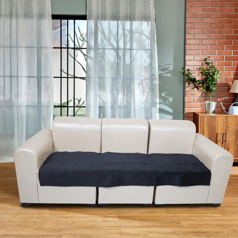 KINGLY Velvet Quilted Universal Armrest Sofa Cover – Non-Slip, Washable Couch Arm Protector for Daily Use (Jet Black, 1pc – 23x27) - Image 1