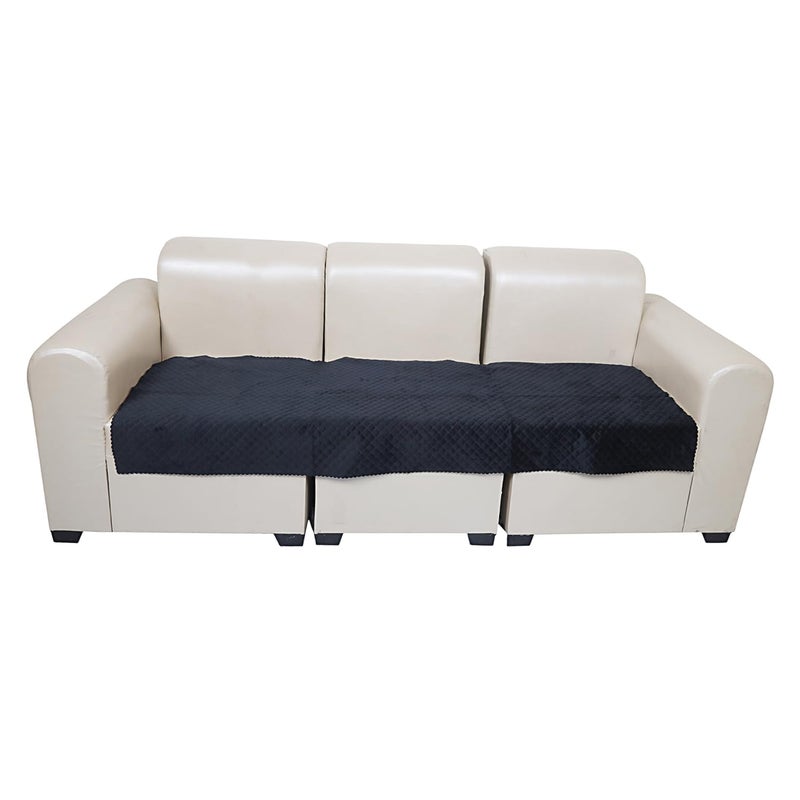 KINGLY Velvet Quilted Universal Armrest Sofa Cover – Non-Slip, Washable Couch Arm Protector for Daily Use (Jet Black, 1pc – 23x27) - Image 2