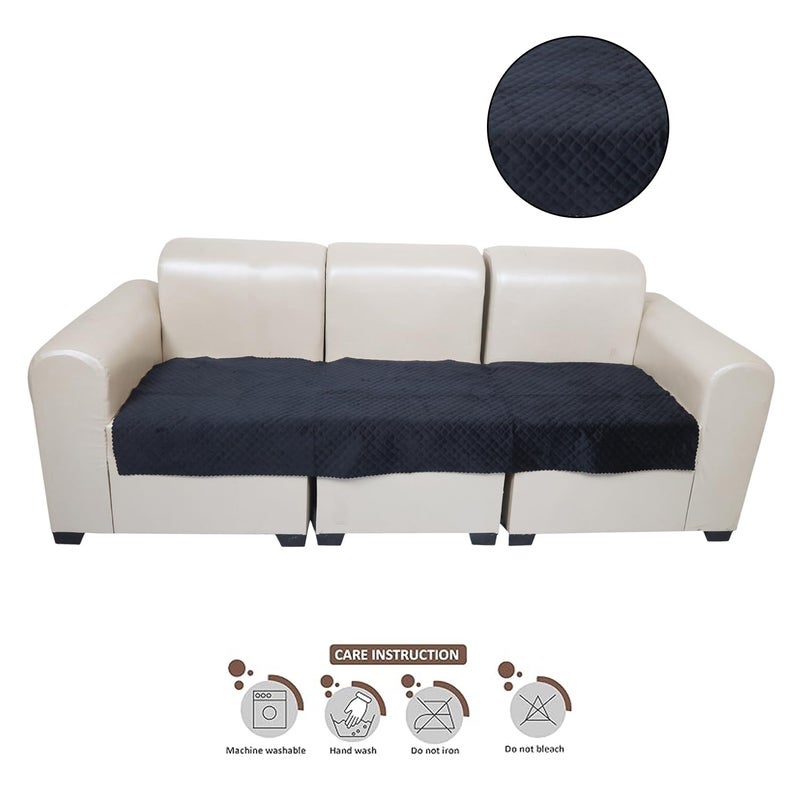 KINGLY Velvet Quilted Universal Armrest Sofa Cover – Non-Slip, Washable Couch Arm Protector for Daily Use (Jet Black, 1pc – 23x27) - Image 3