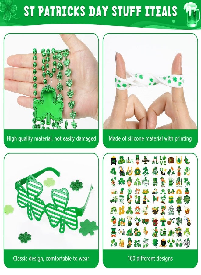 EOBOH 100PCS St. Patrick's Day Accessories, St. Patrick's Day Glasses Bracelets Tattoos Beads, Irish Glasses Bracelets Tattoos Beads Stuff, Shamrock Saint Patricks Parade Throw Party Favor Decorations - Image 4