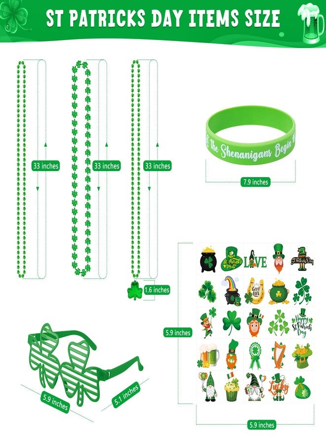 EOBOH 100PCS St. Patrick's Day Accessories, St. Patrick's Day Glasses Bracelets Tattoos Beads, Irish Glasses Bracelets Tattoos Beads Stuff, Shamrock Saint Patricks Parade Throw Party Favor Decorations - Image 3