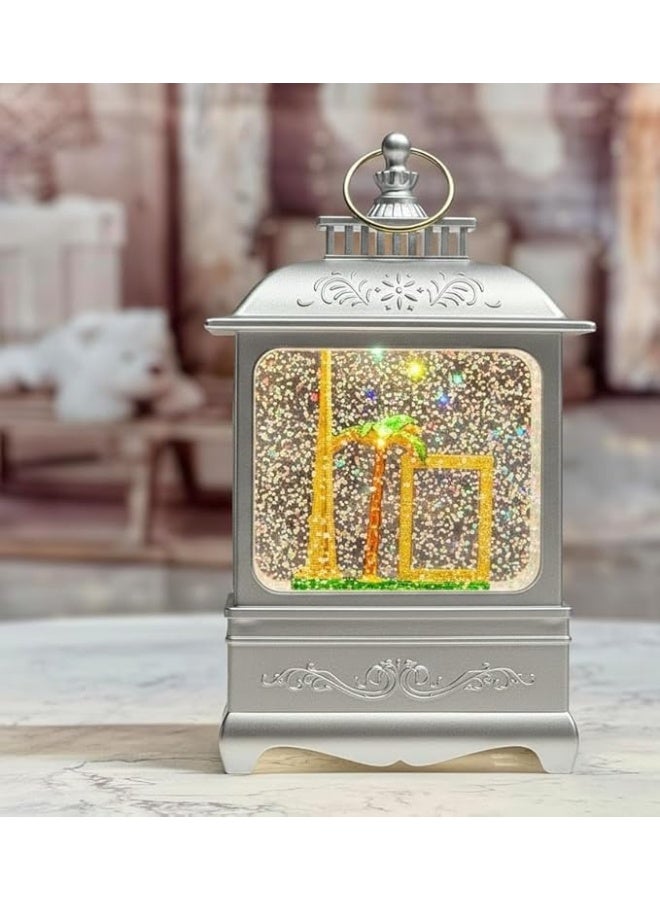 DYD Dubai Globe Lantern – Flat LED Water Globe with Dubai Frame, Burjkhalifa & Palm Tree | Ambient Light for Home Decor, Office, Souvenir or Gift Silver, GMXDB003-11 By DYD Delights - Image 3