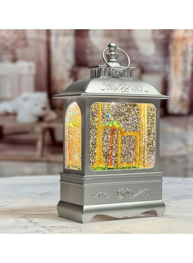 DYD Dubai Globe Lantern – Flat LED Water Globe with Dubai Frame, Burjkhalifa & Palm Tree | Ambient Light for Home Decor, Office, Souvenir or Gift Silver, GMXDB003-11 By DYD Delights - Image 1