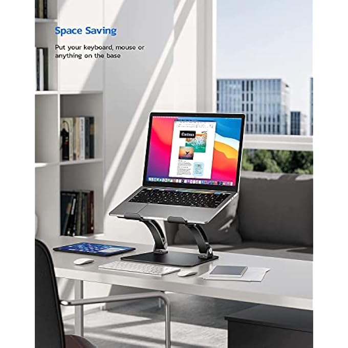nulaxy LAPTOP STAND, ERGONOMIC HEIGHT ANGLE ADJUSTABLE LAPTOP STAND FOR DESK, MACBOOK STAND HOLDER, LAPTOP RISER COMPATIBLE WITH MACBOOK, DELL, HP, ALL LAPTOPS 11-17", SUPPORTS UP TO 22 LBS-BLACK - Image 3