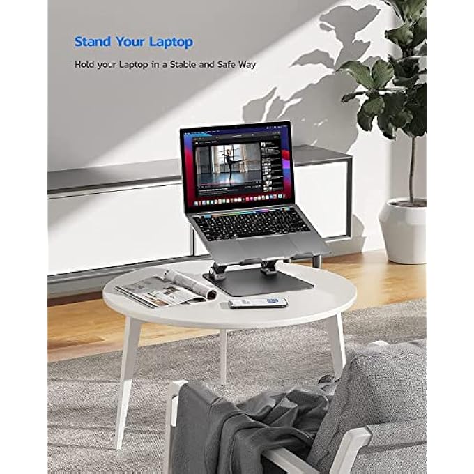 nulaxy LAPTOP STAND, ERGONOMIC HEIGHT ANGLE ADJUSTABLE LAPTOP STAND FOR DESK, MACBOOK STAND HOLDER, LAPTOP RISER COMPATIBLE WITH MACBOOK, DELL, HP, ALL LAPTOPS 11-17", SUPPORTS UP TO 22 LBS-BLACK - Image 2