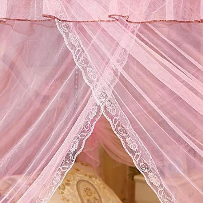 4 Corner Post Bed Canopy, Luxury Princess Net, 3 Side Openings Post Bed Curtain Canopy Bedding Netting Bed Tent Net for Single Bed/Double Bed/King-Size Bed(L) - Image 5