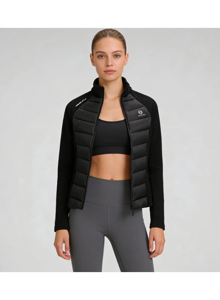 Lululemon Women’s Black Quilted Stand-Collar Full-Zip Cropped Down Jacket with Fleece - Image 5