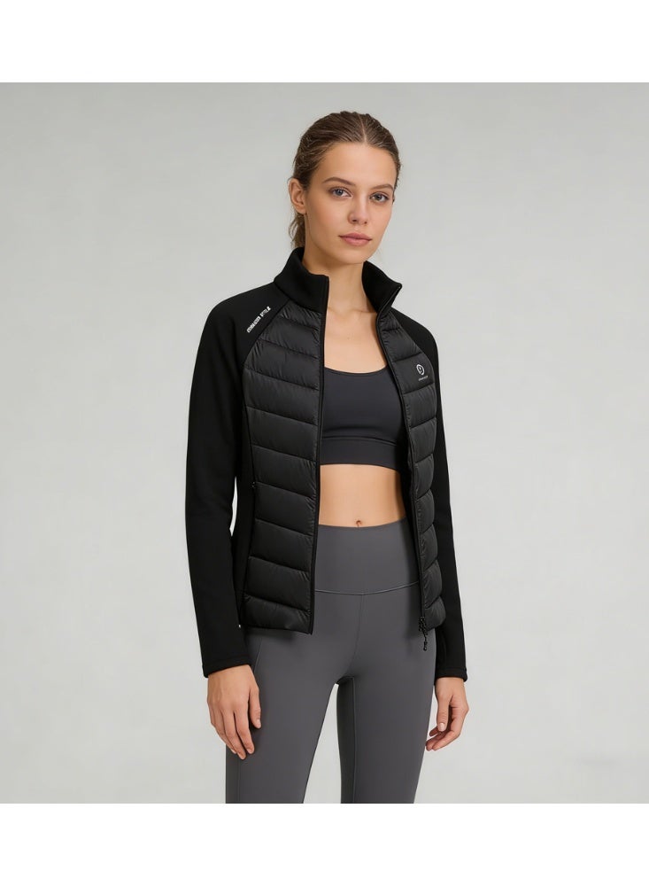 Lululemon Women’s Black Quilted Stand-Collar Full-Zip Cropped Down Jacket with Fleece - Image 4