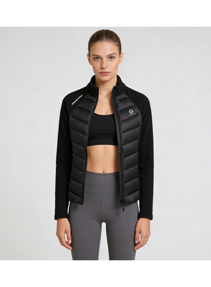 Lululemon Women’s Black Quilted Stand-Collar Full-Zip Cropped Down Jacket with Fleece - Image 3