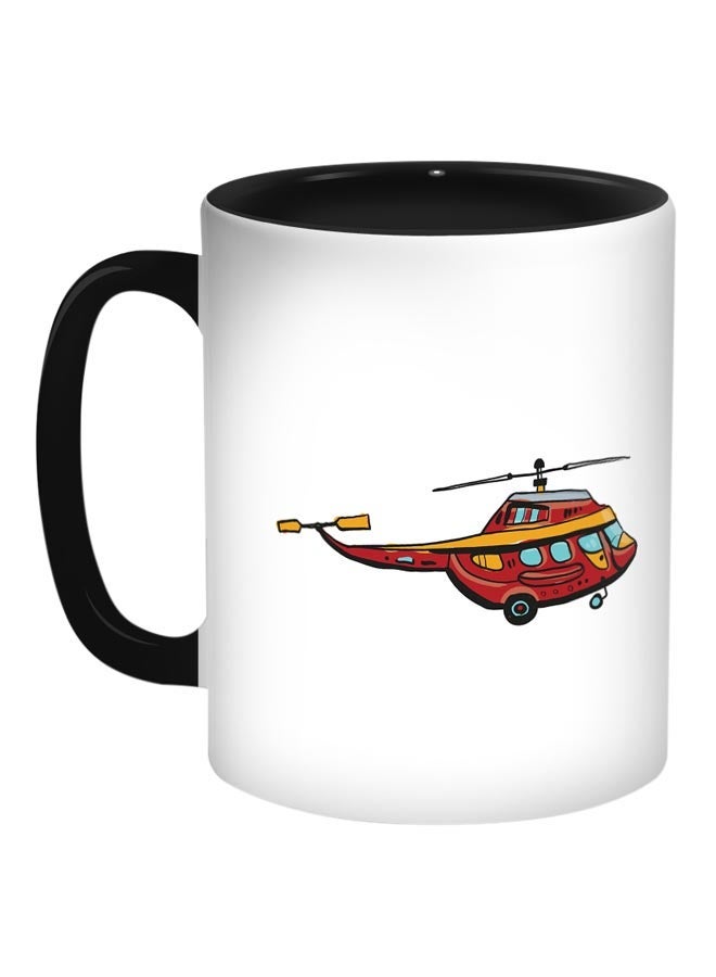 RYN Helicopter Printed Coffee Mug White/Red/Black 11ounce
