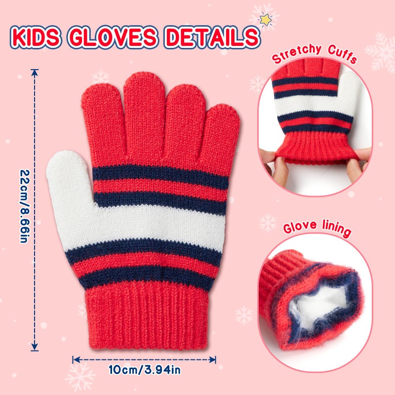 Bessteven Kids Winter Hat Gloves Scarf Set: Girls Boys Beanie Hats Scarves Gloves Set with Thick Warm Fleece Lined For Ages 6-10 Grandson Christmas Birthday Gift - Red - Image 4