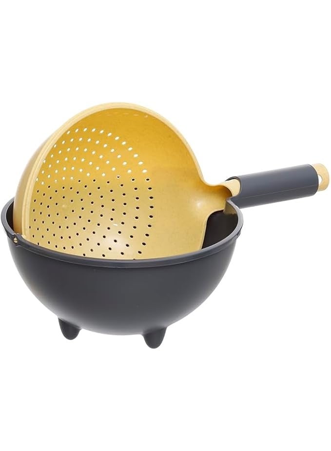 Aksa Kova Plastic Strainer - Double Layer Rotatable - Yellow - Image 3