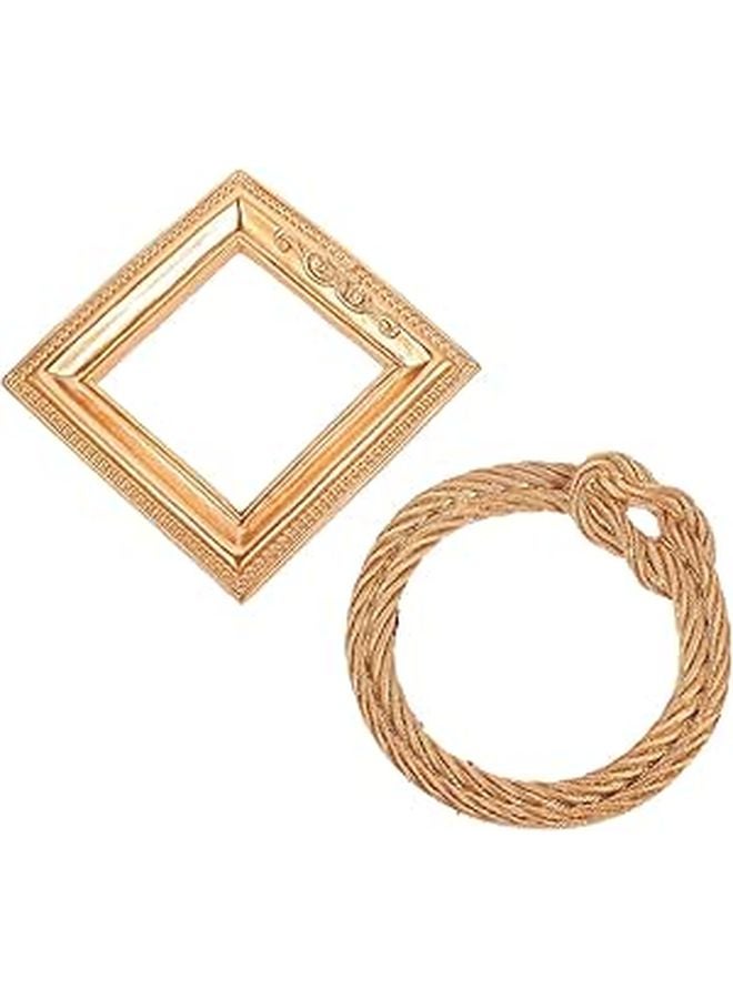 Gold Rope Circle Resin Picture Frames Vintage European Style Set of 2 for Home Tabletop Decor - Image 1
