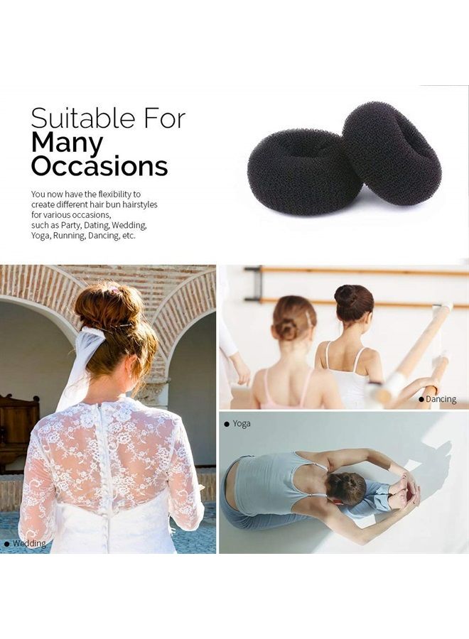 kitjans Hair Donut Bun Maker, Ring Style Bun, 2PCS Chignon Hair Large Doughnut Shaper for Thick and Long Hair (Large, 3.5 Inch/Black) - Image 4